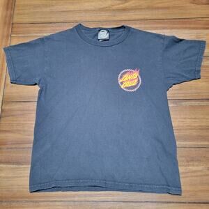 Santa Cruz Skate Kids Black Tee Flame Logo - Size Youth Small